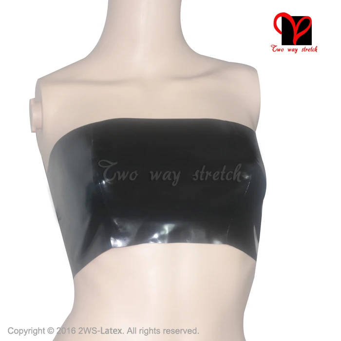 Sexy Black Latex Tube Top Bra Rubber bust Lingerie Gummi bikini underclothes crop top bustier breast plus size XXXL NY-015