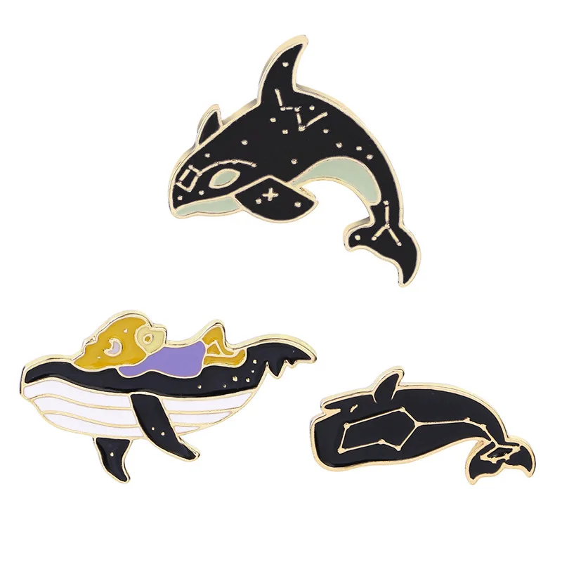 Whale Black Undersea animal pines para ropa clothes decoration Pin badge przypinki badges for backpack lovely Cartoon C1383-TO