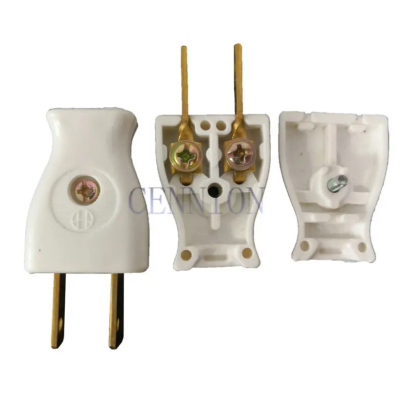 Pass 10A 250V US Extension 2Pin Copper Power Plug Socket for connect Power Wire 50pcs for America Canada Mexico Japan