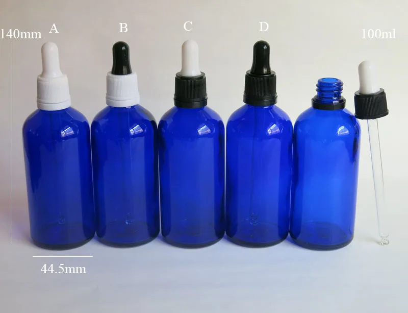 

wholesale 100pcs 100Ml Blue Glass Reagent Liquid Pipette dropper Bottle , 100ml blue glass Dropper Essential oil Bottle