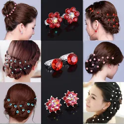 10Pcs Crystal Wedding Bridal Hair Pins Flower Clip Hairpins Headdress Decoration Fashion Jewelry Accessories