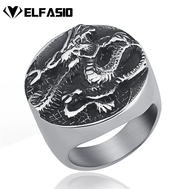 Dragon Yin and yang tai chi Stainless Steel Ring Biker Vintage jewelry US Size 8-13