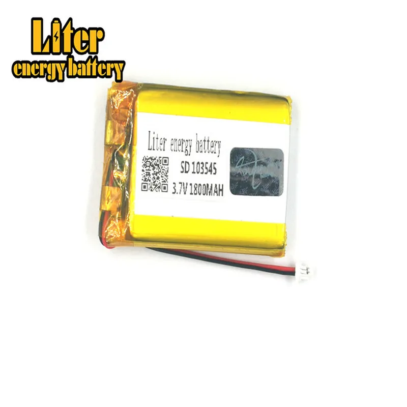 plug 1.0-2P Lithium Battery 103545 3.7v 1800mah Rechargeable Li Polymer Battery PL LiPo Battery e-books GPS PDA