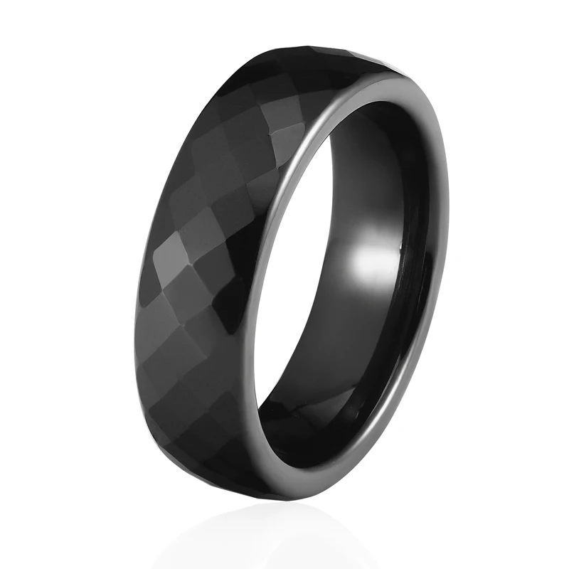 6MM-8MM Wide Rings Comfort Fit Multi Faceted Women White Black Ceramic Ring Engagement Brand Ceramic Jewelry Bague Ceramic Femme