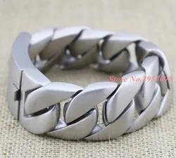 31mm Heavy Thick Fashion Mens Chain Matte Finish Curb Silver Color 316L Stainless Steel Bracelet Best Christmas gift