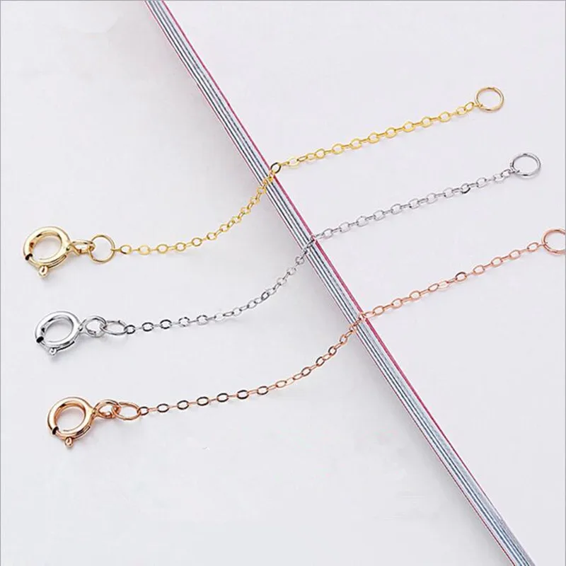 2PCS 3cm 5cm 8cm Length 925 Sterling Silver Extended Chains with Lobster Clasps for DIY Necklace Extension Chain Jewelry Making