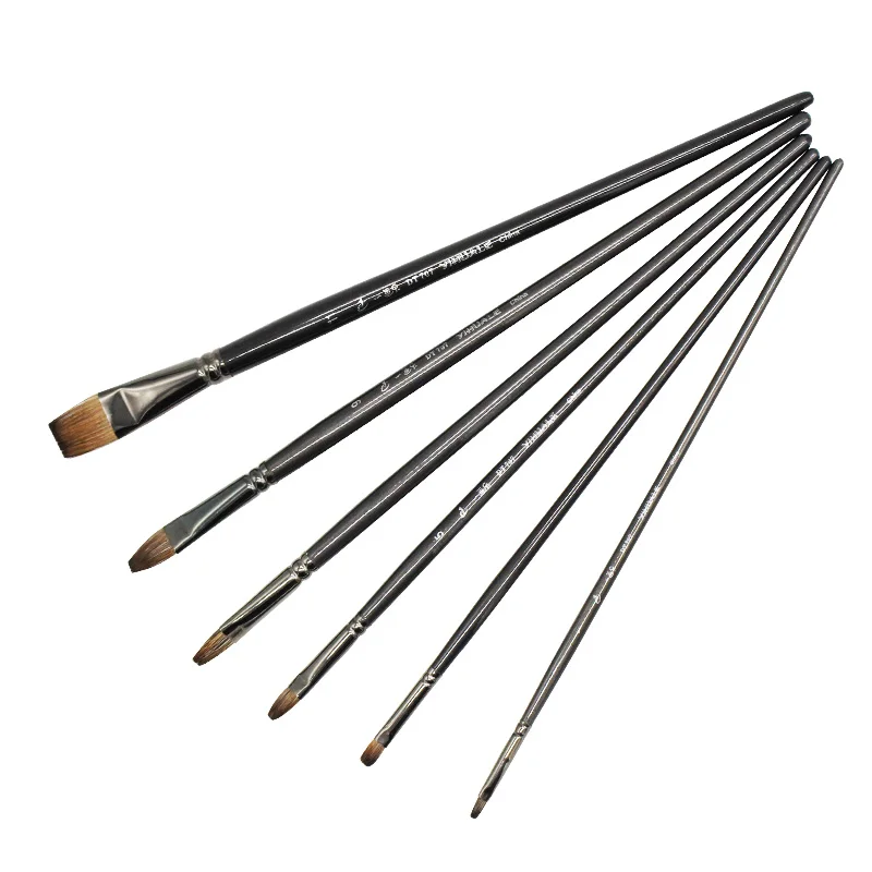 Professional Squirrel Hair Painting Brush Oil Painting Art School Supplies Pen Flat Paint Brush For Gouache Painting Drawing Set
