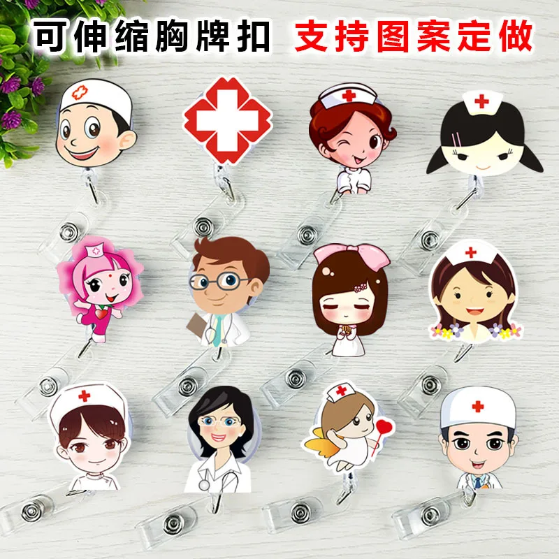 New Cute Cartoon Badge Clip 4 PCS/Lot Korean Fashion Certificate Telescopic Buckle Badge Clips