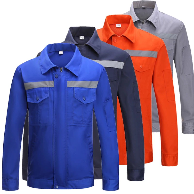 Hi Vis Long Sleeve Poly Cotton Light Weight Reflective Safety Work Jacket Workwear Shirt