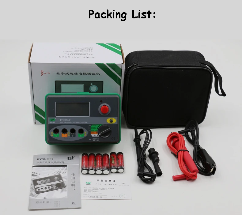 Insulation Resistance Tester Digital Display Megohmmeter 2500V Detector Testing Machine DY30-1