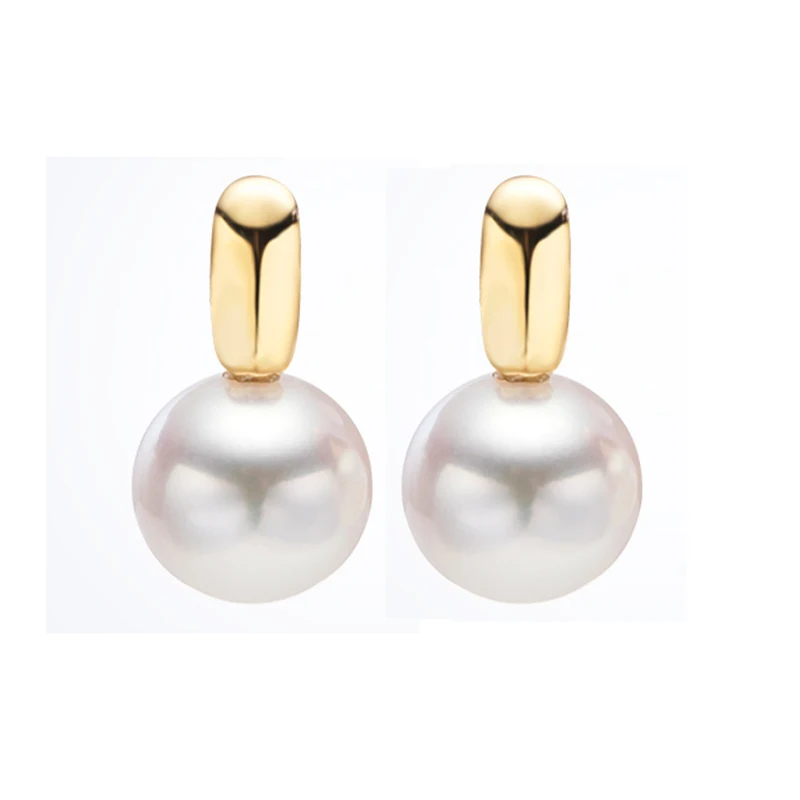 Sinya Trendy Pure 18k Gold Stud Earring With High Luster Natural Round Pearls Au750 Fine Jewelry for Women Girls Mum Best Gift