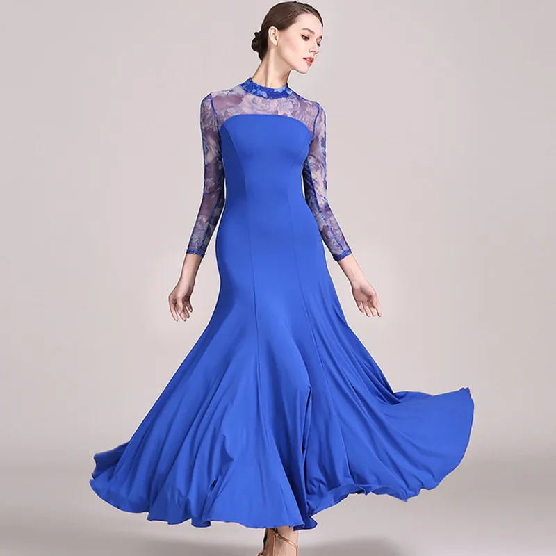 Vestidos de valsa latina costura floral, Trajes de dança lírica, vestido de baile, roupas de dança, Foxtrot Flamenco