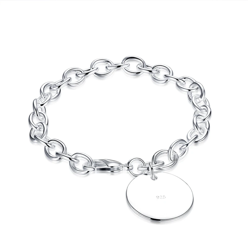 DOTEFFIL-925 Sterling Pulseira De Prata Para As Mulheres, Círculo Tag, Casamento, Noivado, Festa Jóias, Moda