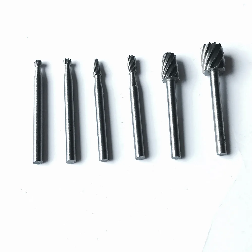 6pcs/set Hss Wood Carving Cutter Woodworking Rotary Burrs Carving Knife Carving Hollowing Grinder Fittings For Wood Plastic