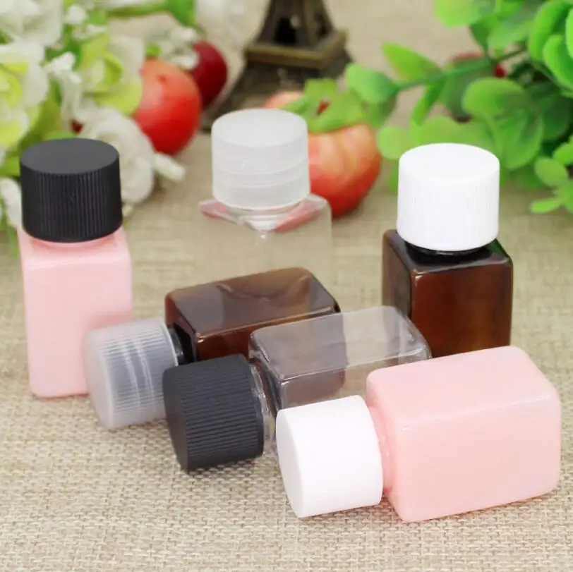 10ml Refillable Square Bottle PET Plastic Sub-bottled Trial Sample Cosmetics Packaging Bottle Wholesale