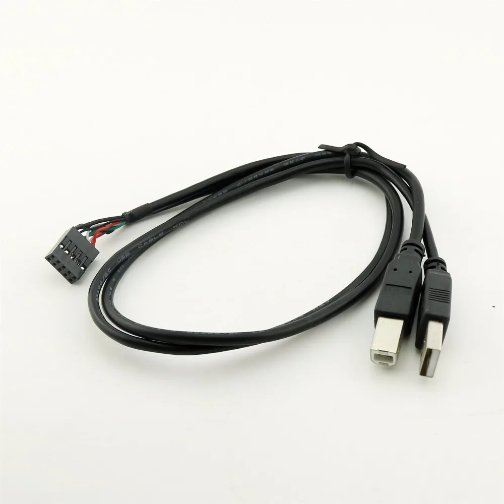 USB 2.0 B Male + USB 2.0 A Male Plug To Dupont 10 Pin 0.1