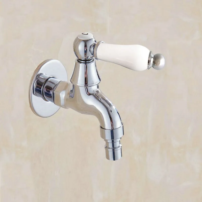 Chrome Ceramic handle Wall Mounted Garden Washing Machine Water Tap Faucet Brass Mop Pool Sink Faucet Water Tap KD085