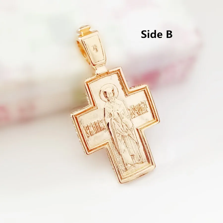 Orthodox Pendants  Women Jewelry Rose 585 Gold Color Pendant Religious Necklace Pendants