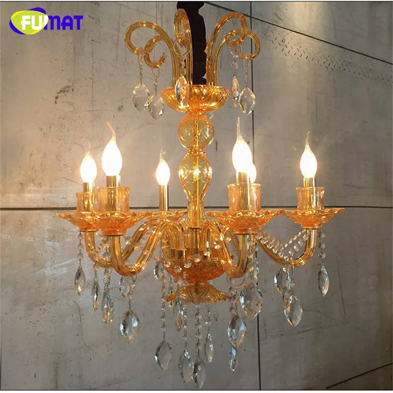 

FUMAT Candle Crystal Chandelier 6pcs LED E14 Cafes Bar Lighting Candle Lustre Cristal Dining Room Luminaire LED Chandeliers