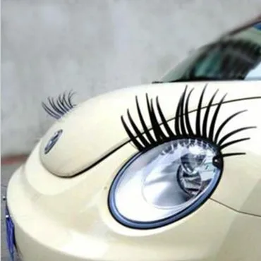 2pcs 3D Charming Black False Eyelashes Fake Eye Lash Sticker Car Headlight Decoration Funny Decal For Beetle AP064