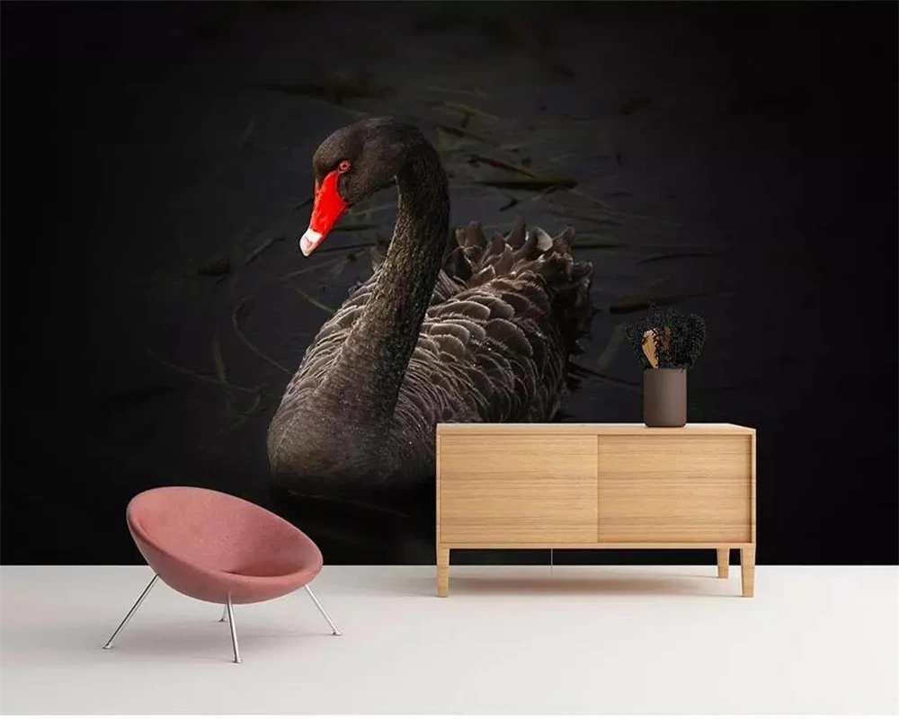 

Beibehang Custom wallpaper European Premier Black Swan TV sofa background mural 3d living room bedroom decoration 3d wallpaper