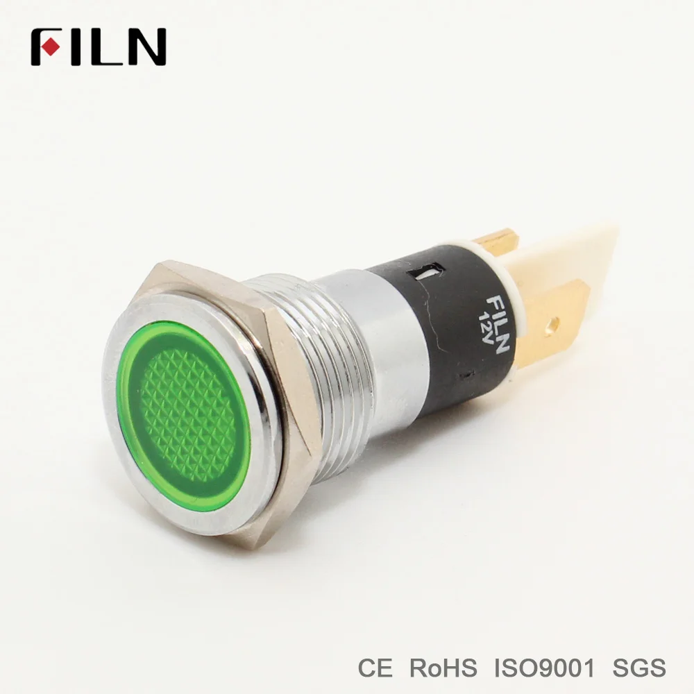 FILN FL1M-14FJ-1 12V 14mm pilot Signal light lamp  red blue green white led Metal Indicator