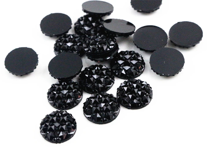 New Fashion 40pcs 12mm Starry Style And Pineapple surface Style Black Color  Flat Back Resin Flower Cabochons Cameo-G6-26