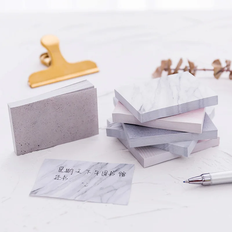 The Color of Marble Notepad Self-Adhesive Memo Pad Sticky Paper Notes Bookmark School Office Stationery Supplies