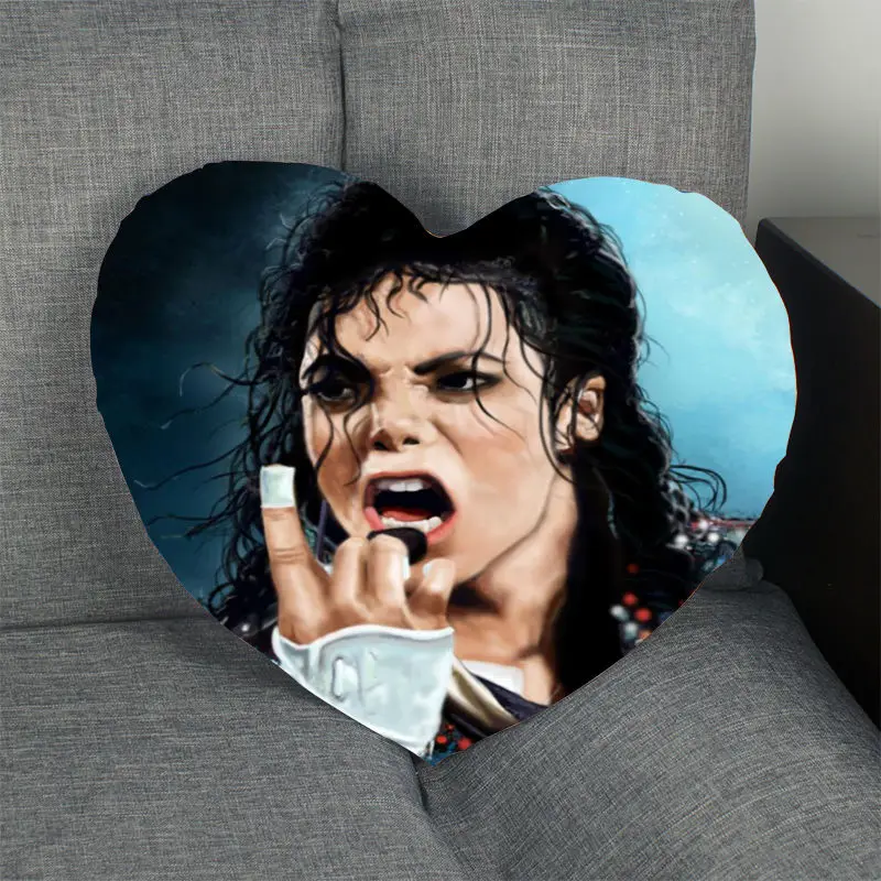 New Pillow Case Michael Jackson Heart Shape Satin Fabric Pillow Cover For Home Bedroom Wedding decorate Pillow Cases