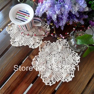 ZAKKA luxury 20 cm round beige  cup mat with lace flower crochet fashion plate placemat pad doily pad tea cup table mat for home