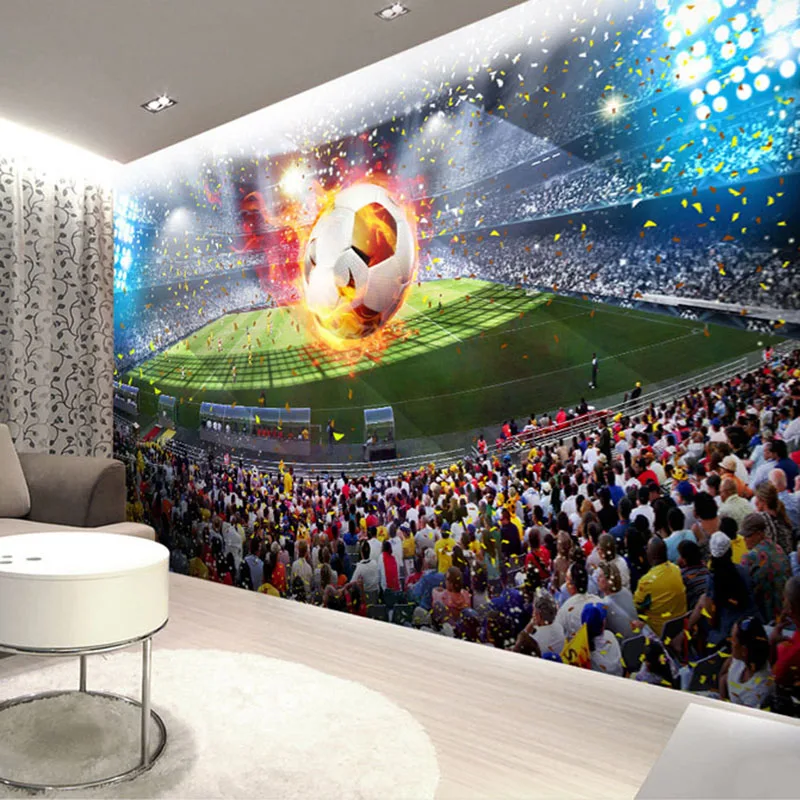 Papel tapiz con foto personalizada 3D estereoscópico, campo de fútbol, murales grandes de fútbol, pintura de pared, dormitorio, sala de estar, decoración del hogar