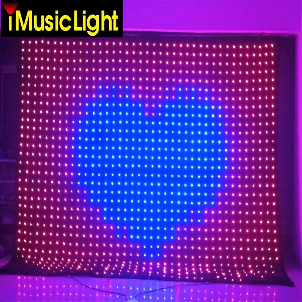 Led Video Cloth P10 3 mtr x 4 mtr PC/DMX Control Matrix LED RGB DJ Party Garden Star Video Backdrop Curtain Stage Vision Curtain