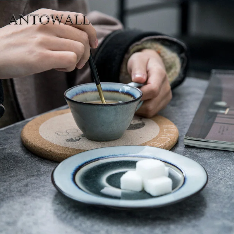 ANTOWALL Small Coffee Cup 100ml Teacup Ice Crack Glaze HighTea Cup Ceramic Tableware Drinking Utensils Cup (no saucer )