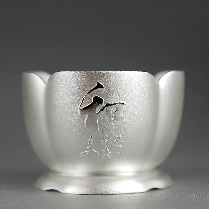 Pure Silver S999 Tea Saucer Handmade Pure Silver Tea Channel Accessories  Pure Silver Tea Leakage Frame Tea Filter