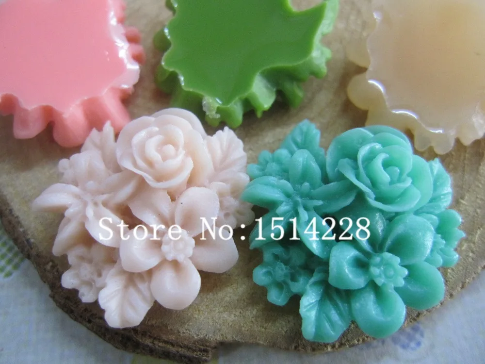 Free shipping! ( 24*25mm) Solid resin flower. Resin Flatback Cabochon for jewelry accessory, DIY. Z296