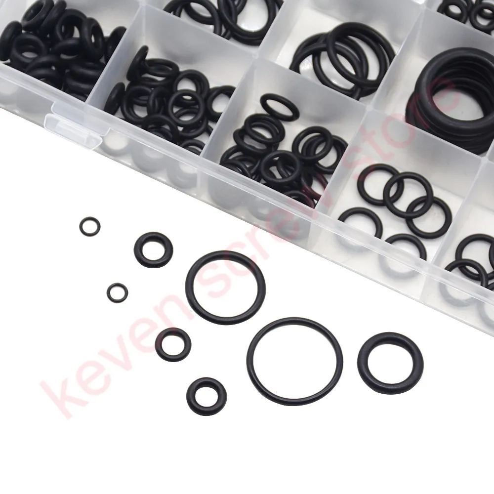 225 pcs Rubber O Ring O-Ring Washer Seals Watertightness Assortment Different Size With Plactic Box Kit Set