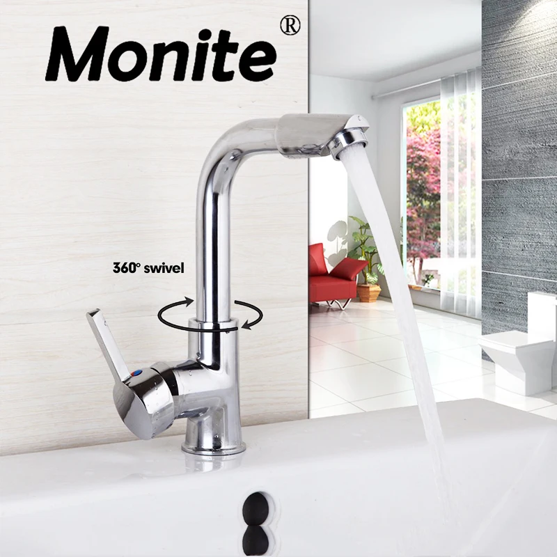 

Kitchen Faucet Swivel Spout Chrome Finish Swivel Deck Mounted Kitchen Sink Mixer Tap Hot & Cold Mixer Taps Water Stream Spout