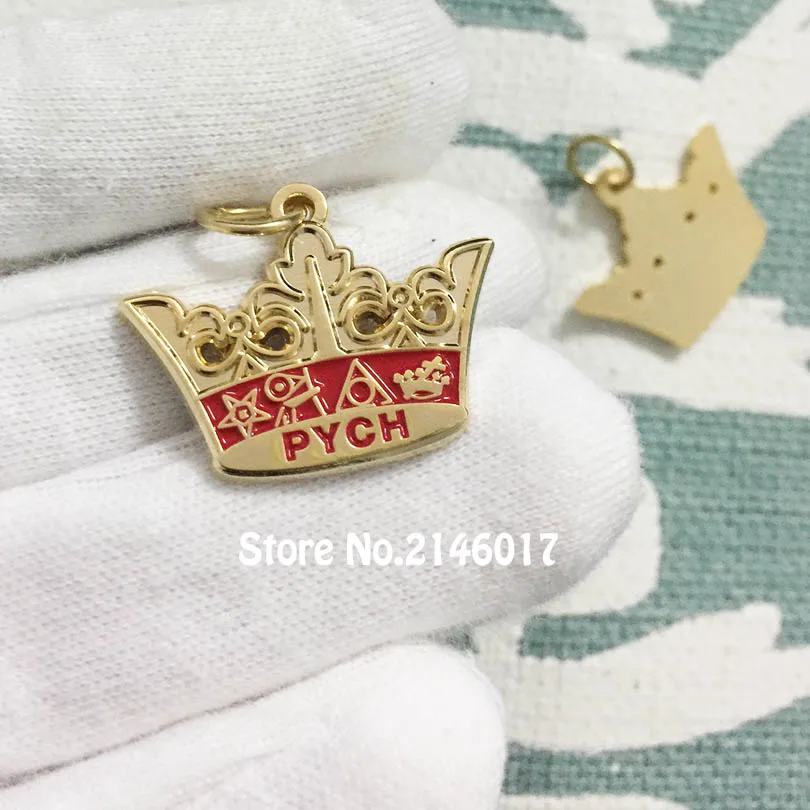 10pcs Wholesale Freemason Masonry Lady Metal Craft 25mm Free Masons Enamel Masonic PYCH Crown Red Lapel