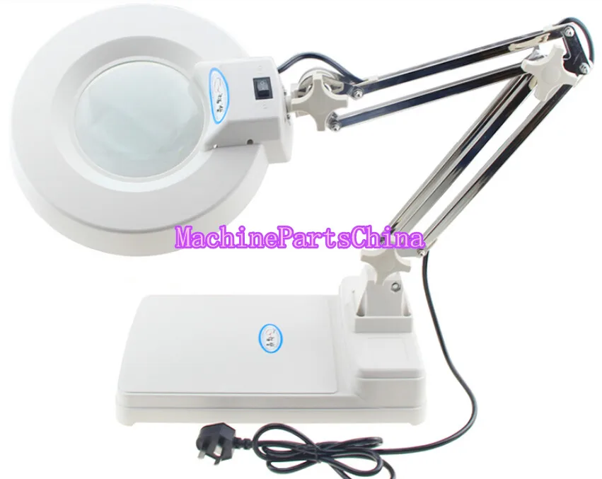 White LED Desk Table Adjustable Arm Magnifier Lamp Light Magnifying Glass Lens Diopter With Cap 60 LED Lamp (10X magnification)