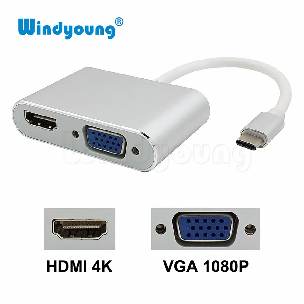 

Адаптер USB C на HDMI 4K VGA 1080P Type C на HDMI VGA, поддержка 4K * 2K 1080P для Macbook Google Pixel Type-c на HDMI VGA