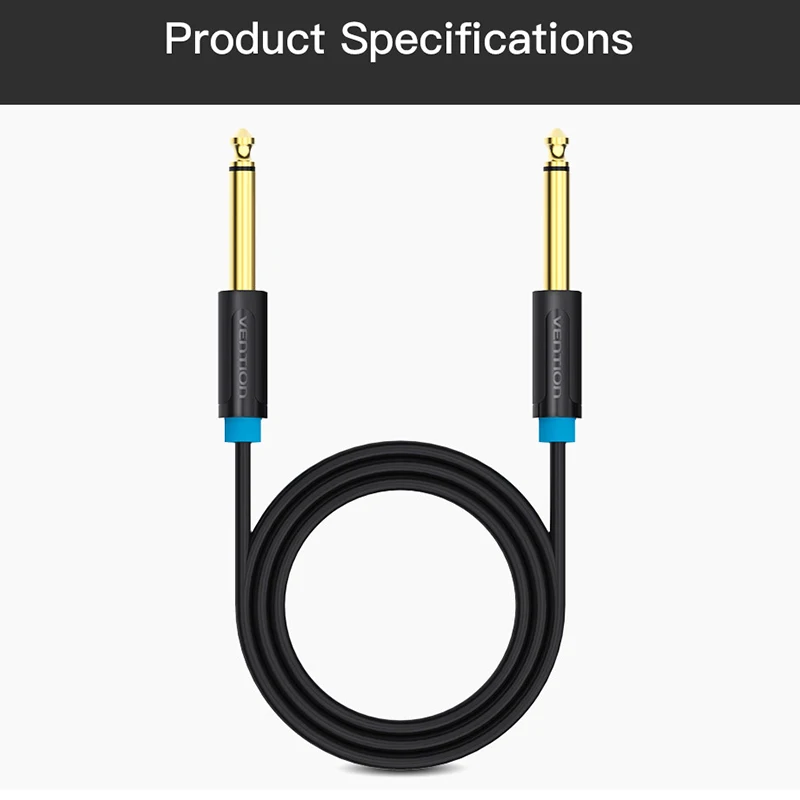 Vention Aux kabel gitarowy 6.5 Jack 6.5mm do 6.5mm kabel Audio 6.35mm przewód Aux do Stereo gitara wzmacniacz miksujący kabel głośnikowy 2m