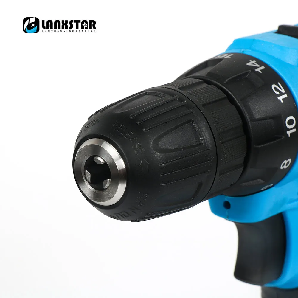 LANSTAR DC100-220V 12V Handling Screws/Punching Cordless Electric Drill/Screwdriver with Two-speed Adjustment Button