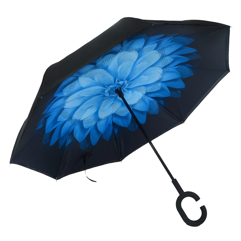 Paraguas Guarda Chuva Invertido Inverted Reverse Car Stand Windproof Rain Upside Down Umbrella Woman C Handle