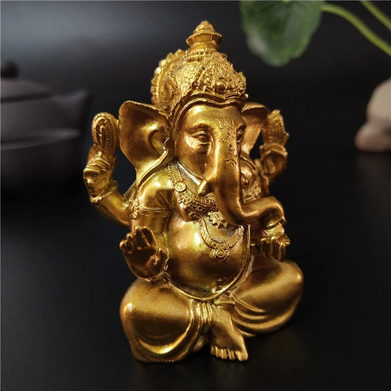 Ganesha Buddha Statue House Garden Decoration Indian Gold Elephant God Ganesh Sculpture Figurines Home Decor Buddha Statues