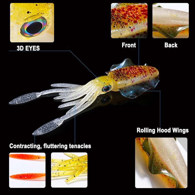 SUNMILE Fishing Soft Lure 20g 150mm Luminous/UV Squid Fishing Lures Octopus Calamar Lure Leurre Souple For Sea Wobbler Soft Bait