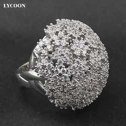 LYCOON Hot sale white Austrian CZ Crystal elegant Engagement Rings silver plated luxury cubic Zirconia prong setting women ring