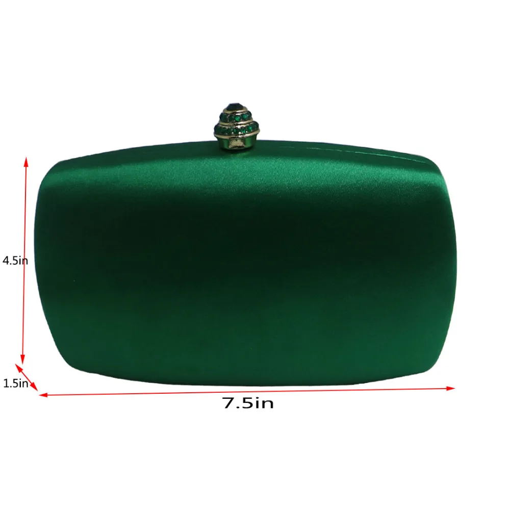 Elegant Hard Box Clutch Silk Satin Dark Green Evening Bags for Matching Shoes and Womens Wedding Prom Evening Party