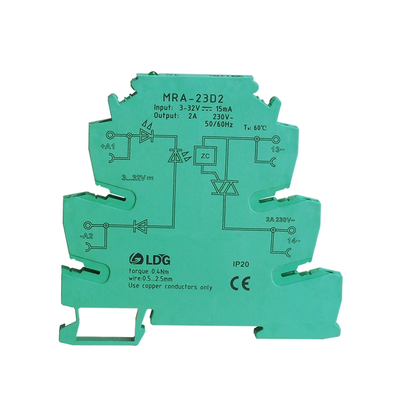 MRA-23D2 3-32VDC Input 3-32 VAC Output 220v 2A Solid State Relay Module Ultra Thin Port 220V Mini Modular Relay SSR