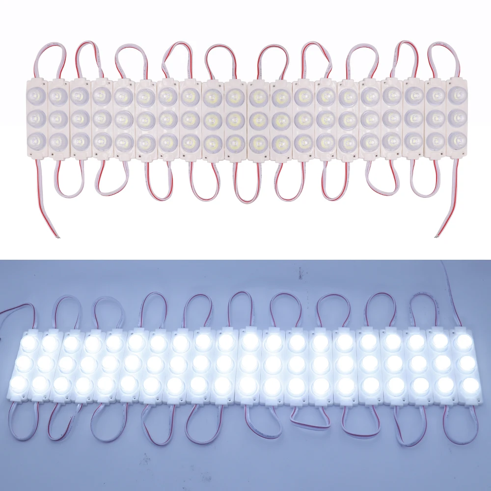 Módulo de iluminación LED con lente de inyección SMD2835, 3LEDs/pc, diseño publicitario, módulos de alto brillo, DC12V, 20 Uds.