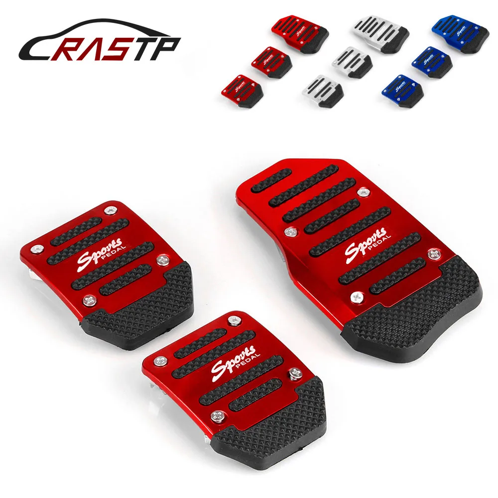 

RASTP - 3Pcs Aluminum Car Manual Series Automatic Brake Accelerator Non-slip Foot Rest Pedal Pad Cover Car Accessories RS-ENL018